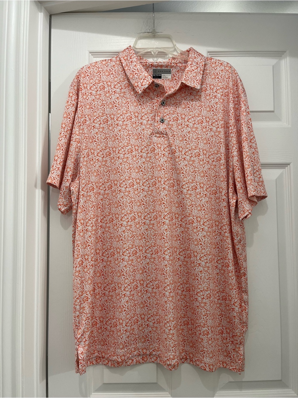PGA Tour Men’s Coral Floral Short-Sleeve Golf Polo